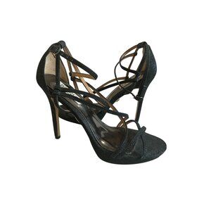 BADGLEY MISCHKA Black Cocktail Sandals Heels Size 6.5